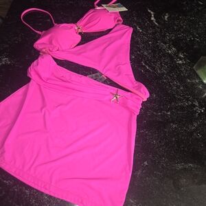 TiniBikini Neon Hot Pink Two-Piece Bikini with Star Accents